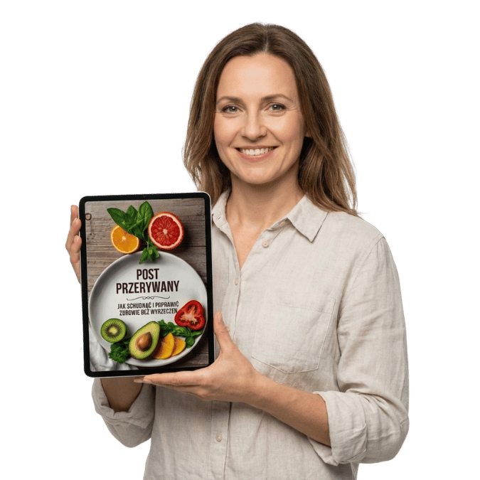 Kobieta prezentuje eBook Post przerywany